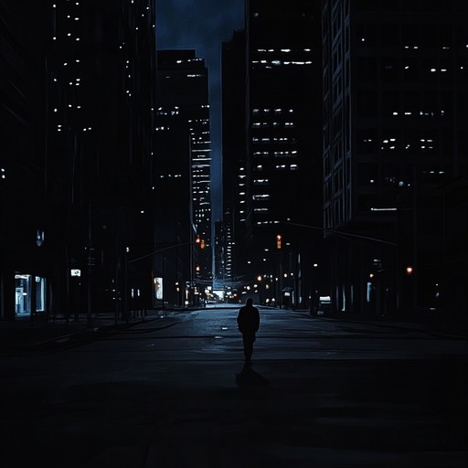 An instrumental piece that captures the feeling of walking alone through empty city streets at night, surrounded by towering buildings and flickering streetlights. The music blends somber electric guitar melodies with atmospheric textures, creating a powerful sense of loneliness and introspection. The composition builds gradually, layering rich harmonies with slow, deliberate rhythms, evoking the quiet echoes of a silent metropolis.