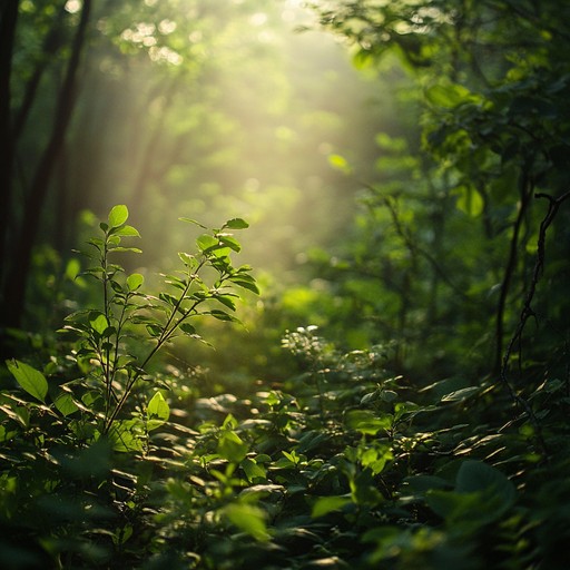 Imagine walking through a dense, magical forest as the sun sets, the air filled with gentle, mystical echoes that evoke a sense of peace and wonder. Soft notes from a wooden flute carry through the trees, harmonizing with the natural ambiance of the forest. The melody is light, airy, and soothing, perfectly capturing the essence of nature's tranquility.