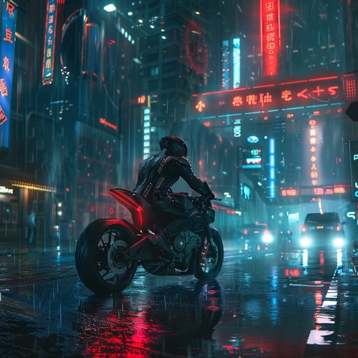 Immerse yourself in the dark, gritty ambiance of a futuristic metropolis. Pulsing basslines, shimmering synths, and haunting melodies paint a vivid picture of a lone rider navigating the city's underbelly. The track builds in intensity, culminating in a heart-pounding crescendo that captures the thrill and danger of the nighttime streets.