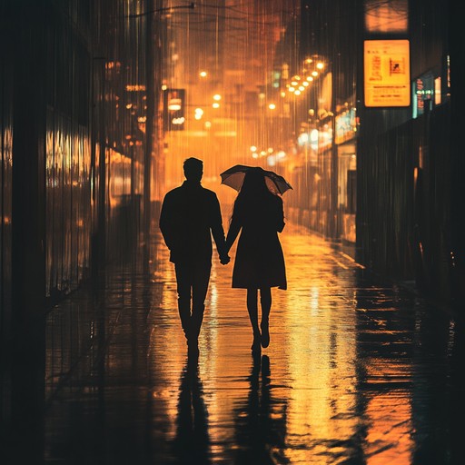 This emotional urban ballad employs tender piano melodies, intertwined with ambient city sounds, to evoke romance and nostalgia as two lovers stroll under city lights.