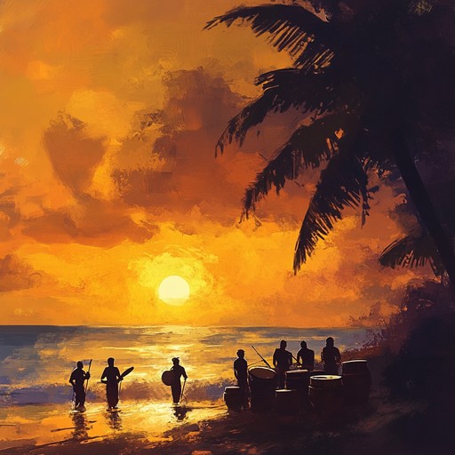 Immerse yourself in a playful tropical paradise where lively steel drum melodies dance over vibrant percussions, evoking the warmth of a sunset on a secluded island. Each note is infused with the sounds of waves gently lapping against the shore, creating a joyful, carefree atmosphere that transports you to a serene, sun kissed beach