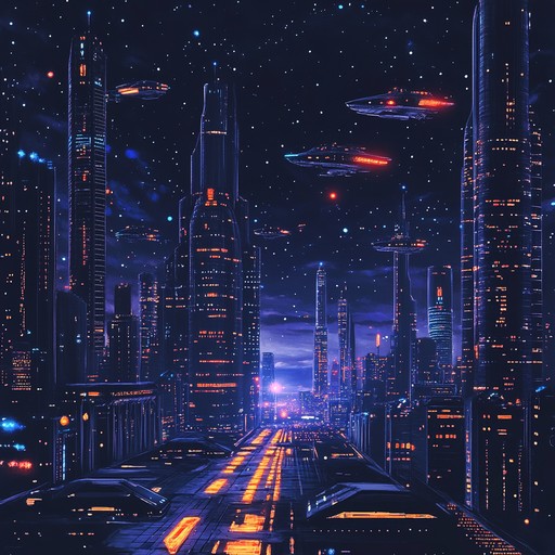 An instrumental track that immerses the listener in a futuristic metropolis, blending serene ambient textures with downtempo beats. The music paints a sonic picture of neon lit skyscrapers and quiet streets under the night sky, capturing both the awe and solitude of a city of tomorrow.