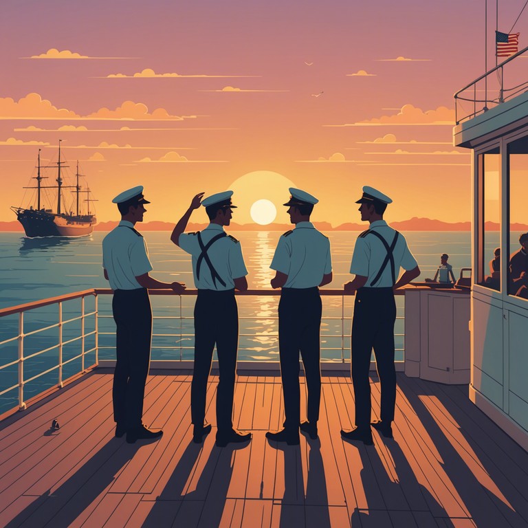 This track uses vibrant accordion melodies to invoke the spirit and camaraderie among sailors, creating a celebratory atmosphere that celebrates seafaring life and the unbreakable bond among navy comrades.