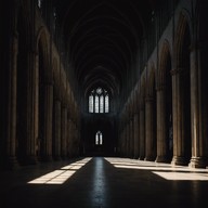 a single cello plays in an ancient space