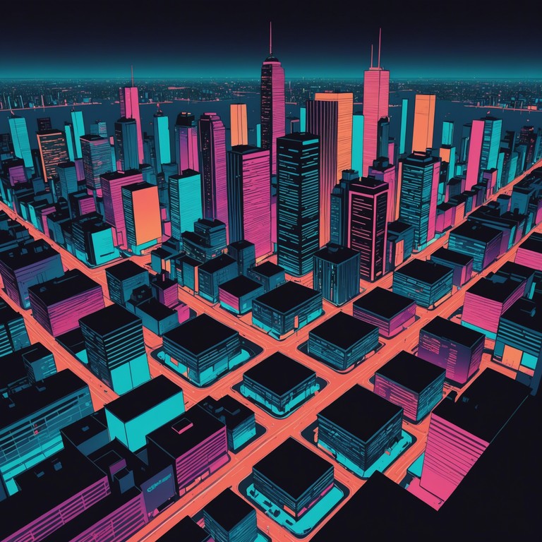 City lights glow blends intricate bass lines with smooth, futuristic synth layers creating a dreamy, yet urban soundscape ideal for late night drives. The track would carry a reflective yet vibrant mood, infused with the essence of neon lit streets and a sense of yearning for unknown adventures.