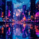 a dreamy synthwave journey through neon lit cityscapes at dusk