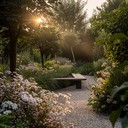 evening symphony depicting calm twilight garden setting