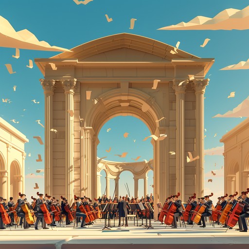 A sweeping orchestral composition celebrating triumph and victory with dynamic brass, soaring strings, and powerful percussion. The melody builds with intensity, evoking imagery of grand achievements, bright futures, and the triumph of the human spirit. Ideal for an epic conclusion or a stirring motivational piece.