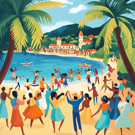 Immerse yourself in an invigorating blend of joyful reggae beats and carnival inspired melodies, perfect for setting the mood at any tropical festival. The rhythmic strumming of the guitar complements infectious basslines, transporting you to a sun soaked paradise where everyone is dancing and celebrating life.