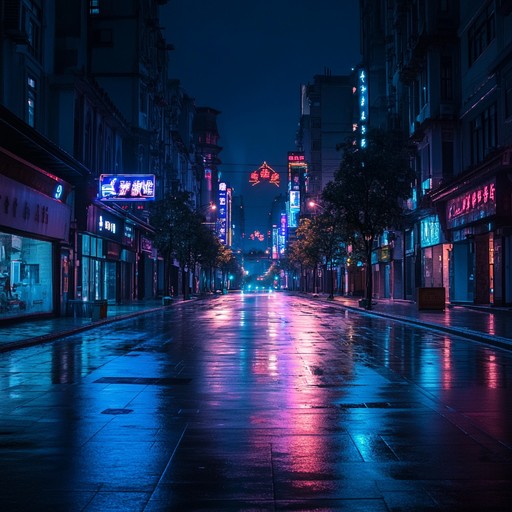 In this track, echoing synthesizers create a haunting, melancholic soundscape reminiscent of a lonely, late night walk through a neon lit city. The subtle pulses mimic the distant city sounds, encapsulating the solitude among urban chaos.