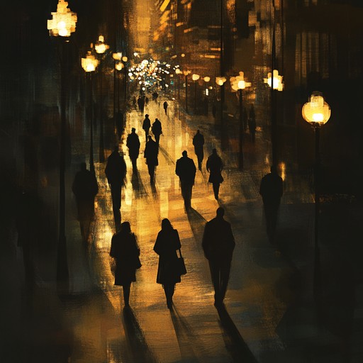 A serene soundtrack mimicking a quiet night walk in a bustling city, with gentle lo fi beats rolling over the sound of distant traffic and soft streetlights fostering a haven of calm. The music captures the essence of urban solitude and introspective peace.