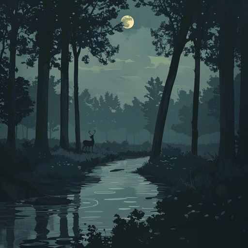 An ethereal and calming ballad set against a backdrop of a moonlit forest. A mellotron leads the way with a soft, melodic line, supported by ambient synthesized textures and the subtle soundscape of a peaceful nocturnal forest. Designed to calm and inspire, this instrumental piece envelops the listener in a serene and immersive natural world.