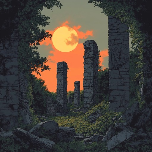 Imagine a musical piece that transports you back to the ancient times of the aztec civilization. A serene, yet haunting melody that moves through the ruins, uncovering secrets of a lost world through each note. The music eloquently captures the mystique and grandeur of a once powerful empire, now whispered by the winds that pass through its remnants.