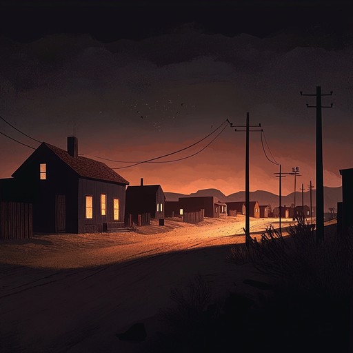 A dark instrumental capturing the haunting essence of a ghost town. Slow, sinister guitar riffs meld with the eerie tones of a harmonica, set against a backdrop of desolate americana, painting an eerie and foreboding landscape