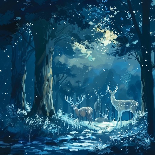 This gentle lullaby features delicate, shimmering melodies that float through the air like fairy dust, creating a dreamlike atmosphere. The soft, ambient soundscape is reminiscent of a tranquil forest at night, with the occasional rustle of leaves and distant chirping of crickets. The piece gradually builds in intensity, introducing more layered instrumentation and harmonies, before finally fading away like a pleasant dream.