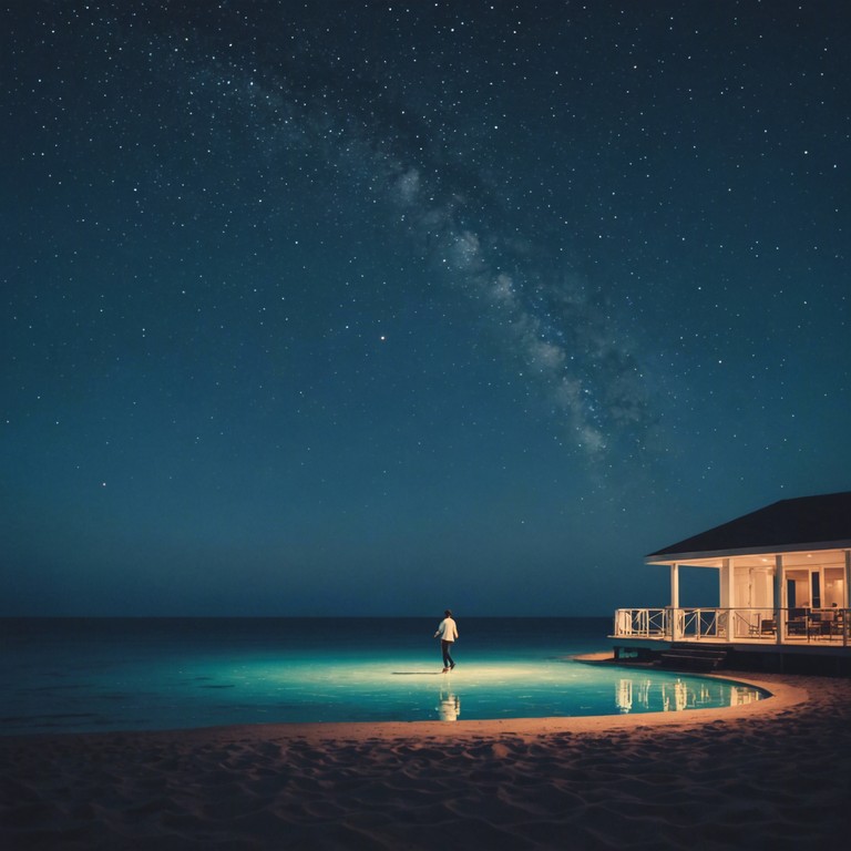 Visualize dancing gently under a clear night sky by the seaside, with starlight reflecting on softly rippling waves. This music enhances your moment with its calming disco beats and subtle hints of ocean sounds, perfect for a night of serene celebration.