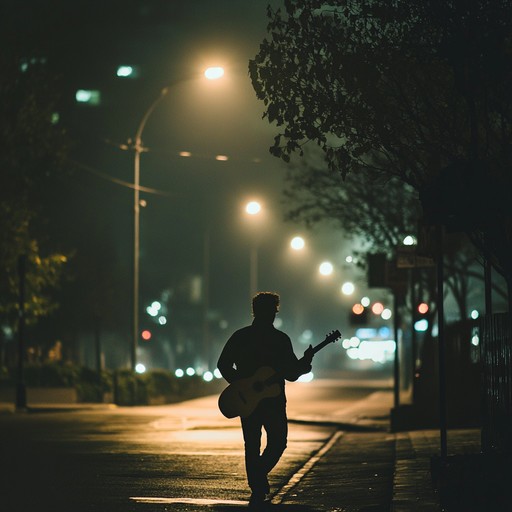 A soothing blues rock instrumental piece that captures the essence of strolling through quiet city streets at night, with mellow guitar riffs and a gentle rhythm section that invites relaxation and contemplation.