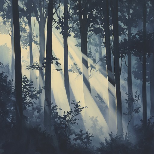 This track captures the ethereal sounds of a forest at dusk, blending natural ambiance with delicate instrumental tones. The use of a traditional japanese koto plays a haunting melody that mimics the gentle rustling of leaves and distant animal calls, creating an immersive experience that feels like a walk through an ancient woodland.