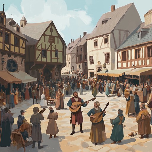 An uplifting and spirited instrumental piece capturing the essence of a wandering minstrel from medieval times. The melody, driven by the lilting sound of the lute, dances through lively rhythms and cheerful motifs, evoking images of bustling market squares and joyful gatherings. Perfect for evoking a sense of freedom, adventure, and timeless celebration.