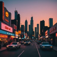 drive through the retro futuristic landscape