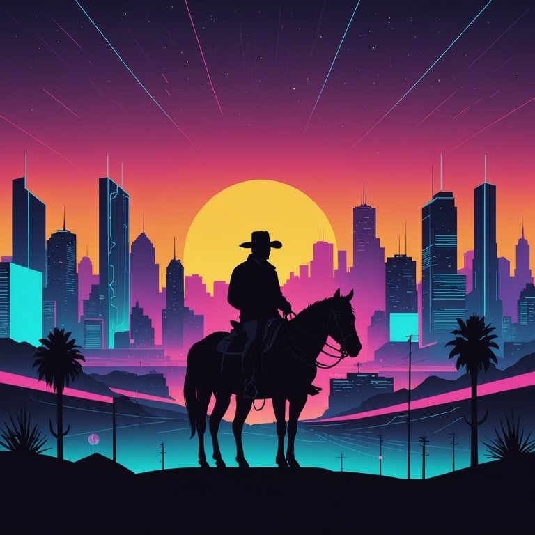 Imagine traditional sertanejo rhythms infused with electronic beats and science fiction elements, creating a soundscape that feels like riding a horse through a neon lit future cityscape. The track combines rustic charm with futuristic sounds, opening new realms in the genre of sertanejo.