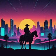 futuristic twang under neon lights sky