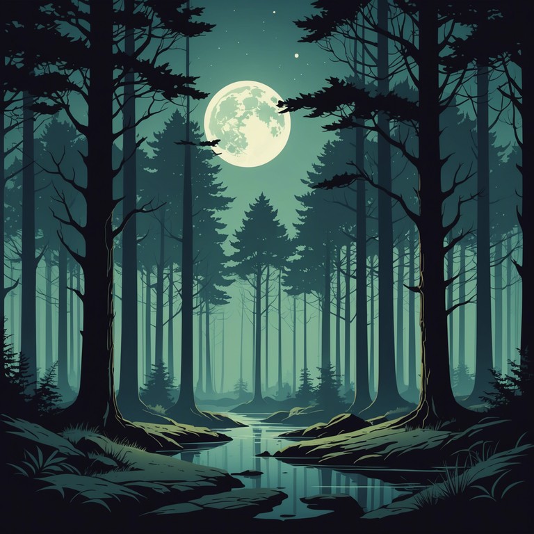 In this track, the gentle strains of a harp blend seamlessly with ethereal wave soundscapes, capturing the serene mood of moonlit shadows softly dancing across an undisturbed glen. The delicate strings echo the stillness and mystique of the nocturnal ballet, creating a tranquil yet slightly mysterious atmosphere.