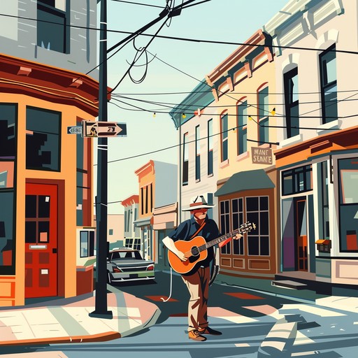 Feel the city's heartbeat with lively banjo riffs and rhythmic beats echoing the urban atmosphere. The music paints a vivid picture of city life, blending traditional bluegrass with modern urban sounds.