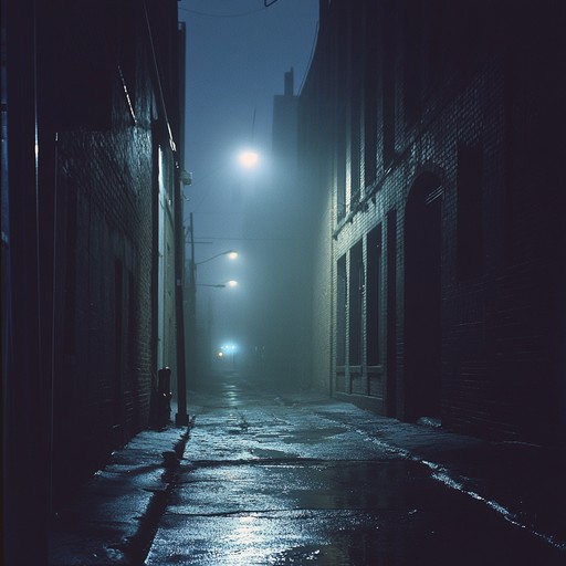 The song features a deep, dark bassline that echoes through the deserted streets, creating a spine chilling atmosphere reminiscent of haunted urban alleys. Subtle percussion and distant, whispering voices add to the unsettling feeling. Occasional keys create moments of tension and suspense.