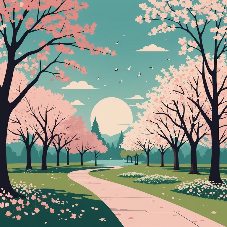 This track blends soft, subtle piano melodies with the ambient sounds of nature to create a calming atmosphere, ideal for relaxation or background music while studying. The music is inspired by the serene beauty of cherry blossoms in bloom, intended to transport the listener to a tranquil, blossoming garden in spring.