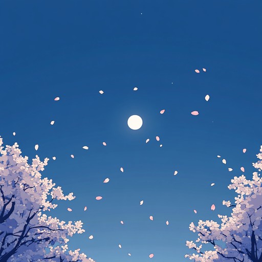 An instrumental blending traditional melodies with modern jpop, evoking serene elegance of moonlit sakura.