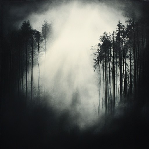 In this composition, the gentle plucking of a harp merges with the ambience of a forgotten mystical forest, where soft whispers and subtle movements suggest the presence of otherworldly beings. The music invites the listener into a serene yet slightly eerie journey through realms that hover between the real and the fantastical, each note resonating with the ancient secrets of the dark woods.