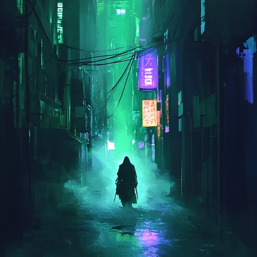 An atmospheric instrumental merging haunting synthetic soundscapes with heavy, mechanical rhythms, painting a sonic picture of a futuristic dystopian world.