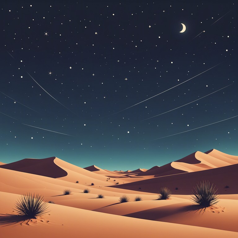 Experience the tranquility of the desert under a starry sky through this serene musical piece that combines the rich sounds of the oud with ethereal ambient layers, conjuring images of calm, expansive dunes and the faint whisper of the night breeze.