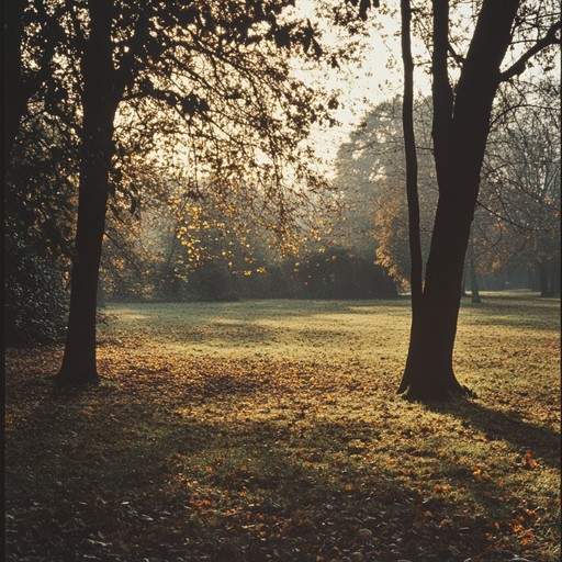 A composition that captures the serene and subtle movements of leaves drifting in a gentle autumn breeze, creating an atmosphere of peaceful solitude through soft melodies and minimalistic design. The use of the marimba adds a wooden, earthy timbre that compliments the natural theme, portraying a tranquil autumn day.