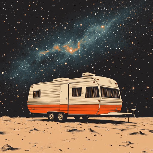 Experience an otherworldly road trip through desert landscapes with echoes of cosmic soundscapes. This surreal track blends americana with psychedelic elements, featuring reverb soaked guitars, harmonicas, and ambient synthesizers, creating a dreamy, nostalgic atmosphere.