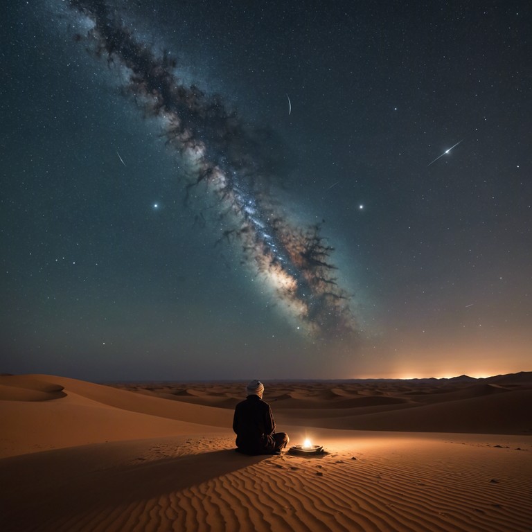 A track that resonates with the soulful cries of traditional woodwinds echoing over the serene and majestic sahara desert, embodying the spirit of both ancient civilizations and the timeless nature surrounding them.