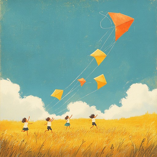 An energetic and playful instrumental tune that captures the delight of colorful kites dancing and soaring in the sky. This lively melody inspires joy and encourages children's imagination and playfulness.