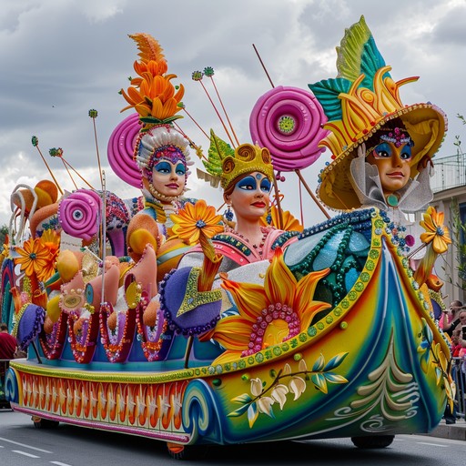 This lively instrumental capriccio features a jubilant and effervescent mix of rhythms and melodies inspired by carnival festivities. The high energy tempo and exuberant harmonies create a sense of vibrant celebration and unrestrained joy. The music evokes imagery of colorful parades, dancing, and lively street parties, making it perfect for uplifting scenes or dynamic visual content.