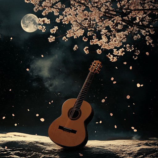 An emotive instrumental that paints a picture of lovers sharing intimate moments beneath the starlit sky, carried by the soft strumming of a classical guitar.