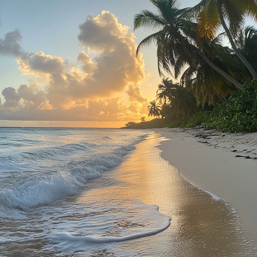 A soothing instrumental calypso piece that evokes the gentle sway of palm trees and the calming sound of waves during a tranquil caribbean sunset.