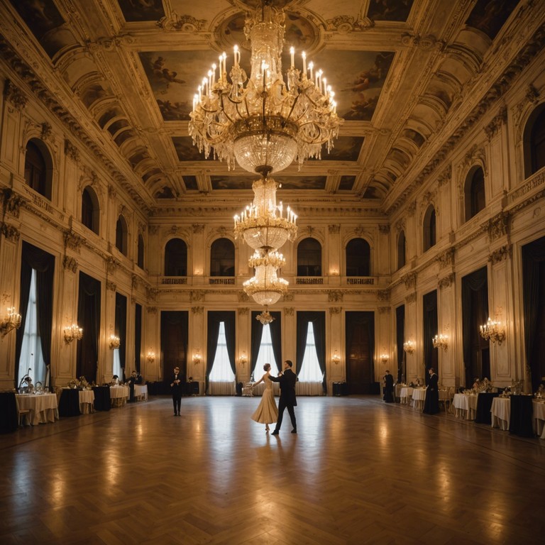 This composition melds classic swing rhythms with grandiose orchestrations, creating a vibrant tapestry of sounds that conjures the opulence and drama of a royal ballroom. Majestic brass sections and playful strings lead the dance, with every beat and bar swaying with a noble grace that's both invigorating and grand.