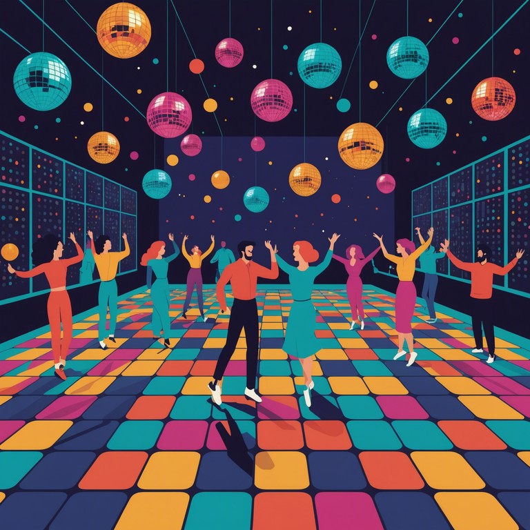 Imagine an energetic, funky tribute to the extravagant disco era of the 70s, featuring infectious rhythms and vibrant brass sections that get everyone on the dance floor. This track embodies the lively 70s disco culture, ideal for thematic parties or retro fashion shows.