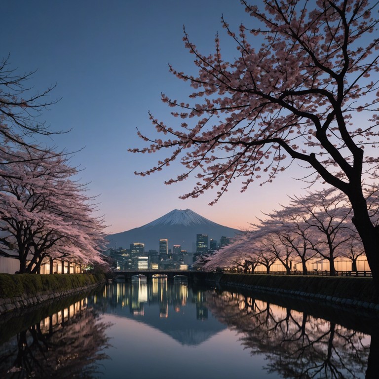 This instrumental track captures the essence of a serene spring evening in tokyo, with delicate harmonies that merge traditional japanese sensibilities with modern j pop vibrations. It evokes the cherry blossoms adrift in the soft urban glow, reflecting a symphony of modernity and tradition.