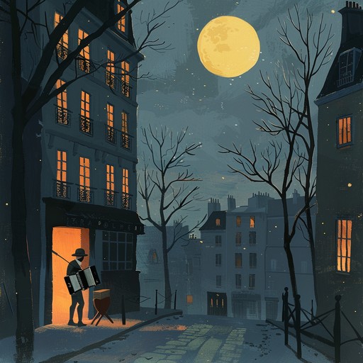 Transport to a moonlit parisian night as a delicate accordion gently leads an intimate waltz, inviting a nostalgic and romantic dance through charming cobblestone streets. Perfect for evoking heartfelt and tender moments.