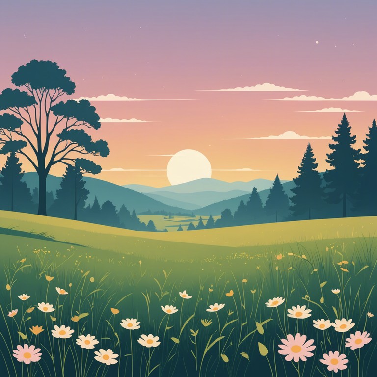 This melody features soft, gentle sounds designed to bring peacefulness and relaxation to children as they prepare for sleep. The music mimics the serene environment of a calm meadow at dusk, with subtle natural sounds that encourage deep, restful sleep.