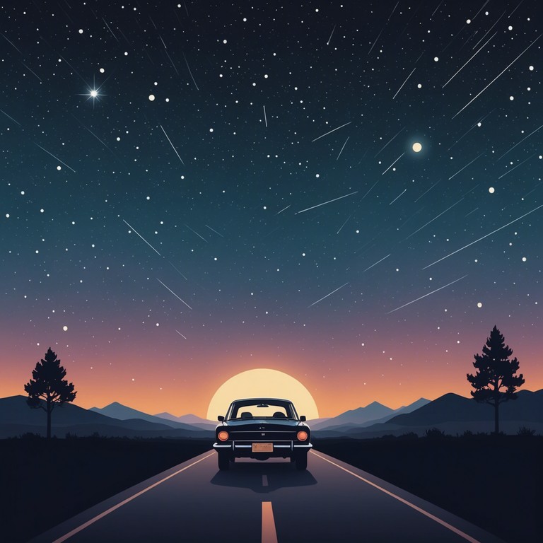 This track combines nostalgic lo fi beats and ethereal synth pads with a slow, steady rhythm, invoking a nocturnal, almost otherworldly atmosphere as if you were driving through a deserted cityscape under a star lit sky. The use of vintage electronic sounds gives the track a sense of timeless wanderlust mixed with a touch of melancholy.