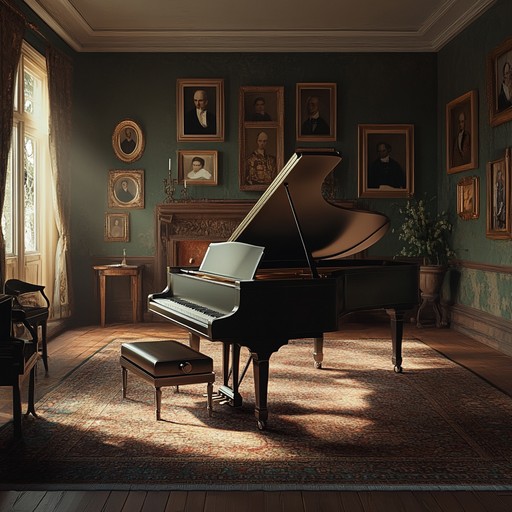 In this evocative musical piece, a family gathers for a grand reunion in a centuries old manor. As the evening unfolds, old secrets creep out from dusty corners, unraveling in melodies played on a hauntingly resonant grand piano. Each note echoes the dramatic tension of past conflicts and hidden truths amongst loved ones.