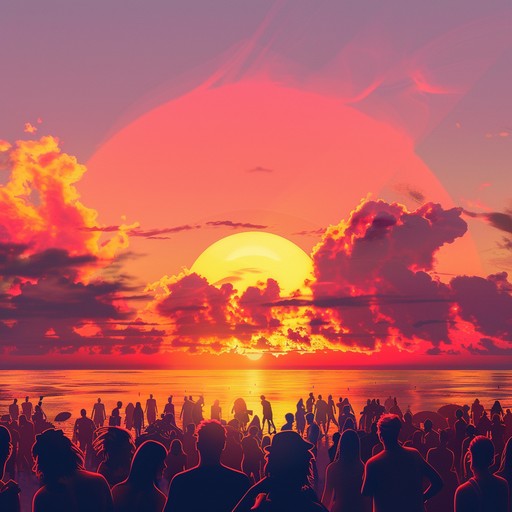 This track captures the vibrant colors and emotions of a sunset beach party, blending rhythmic pulses with melodious synths to evoke the feeling of dancing in the fading light.