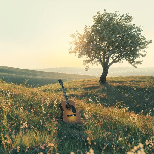 This instrumental piece features a soothing guitar melody set against tranquil background sounds. It's designed to evoke a feeling of sitting under a tree on a warm summer afternoon, gentle breezes, and distant birdsong.